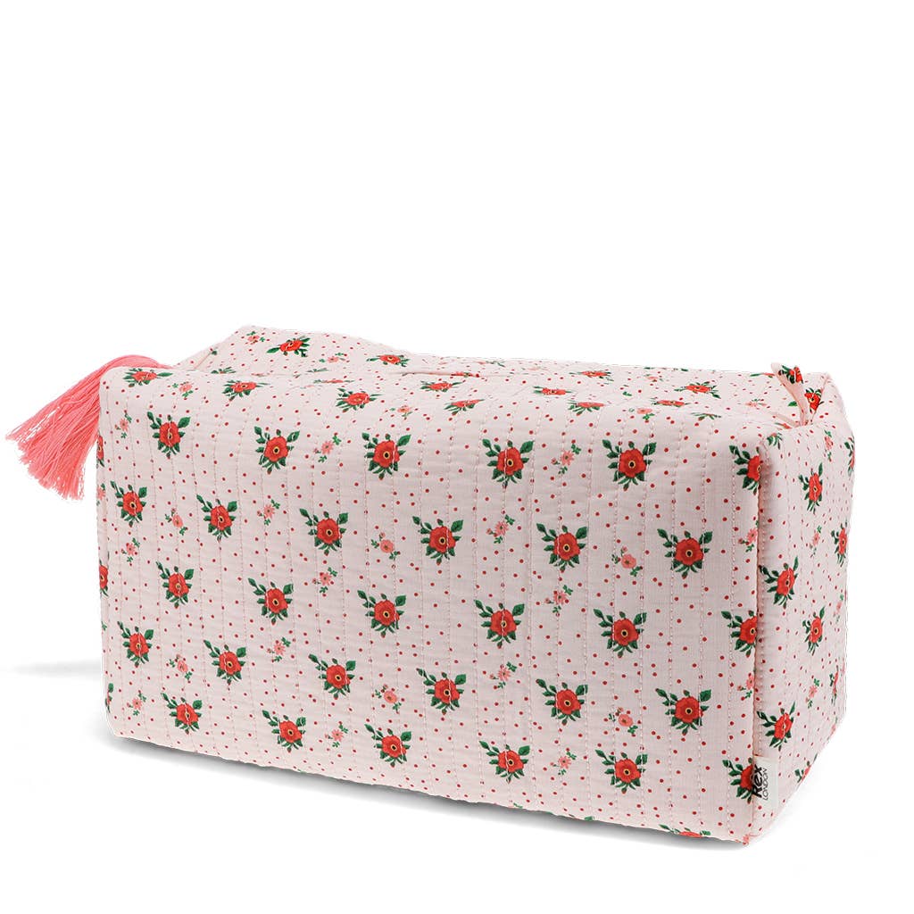 Quilted Wash Bag - French Rose