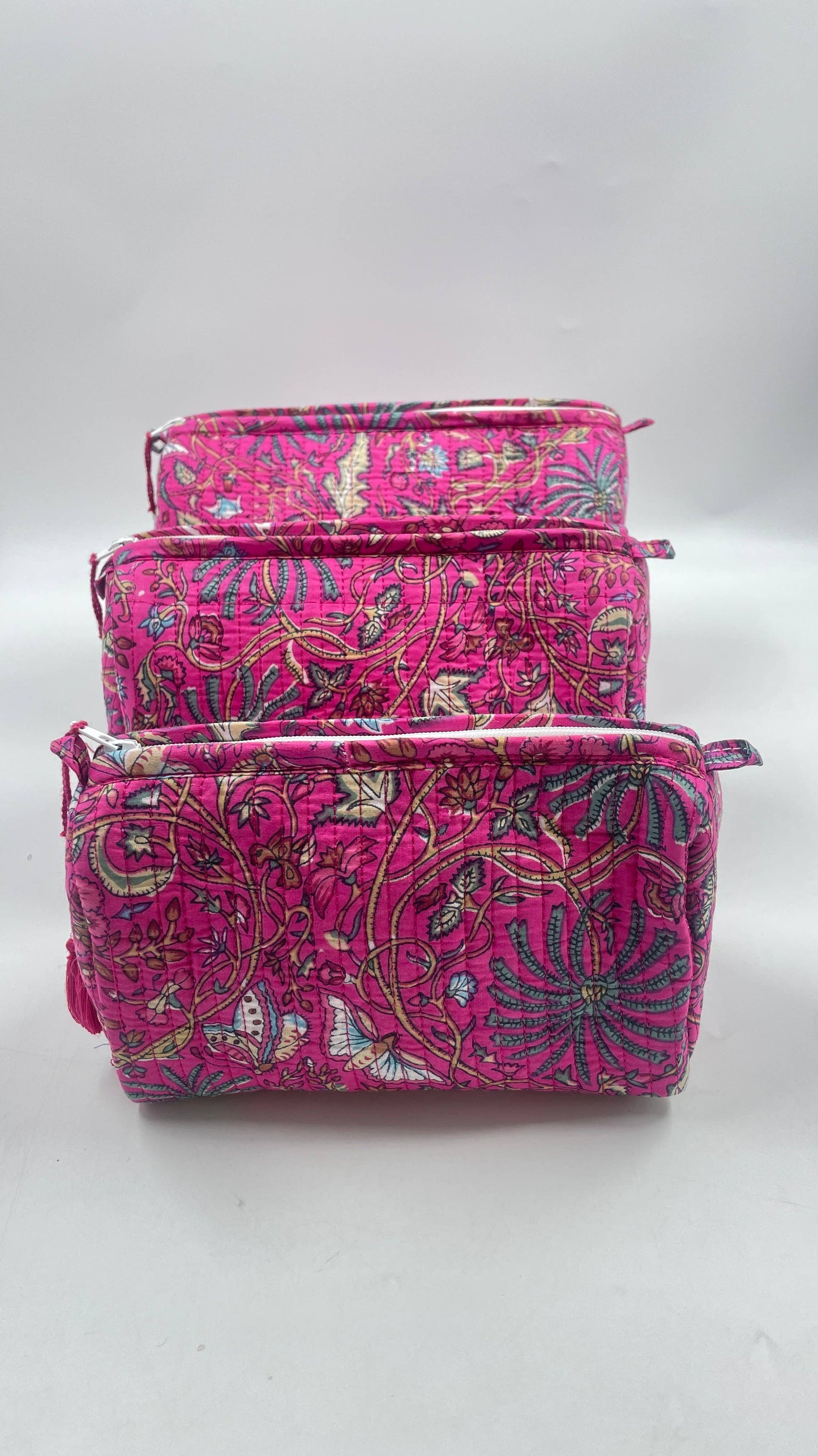 Pink Paradise Quilted Makeup Bag