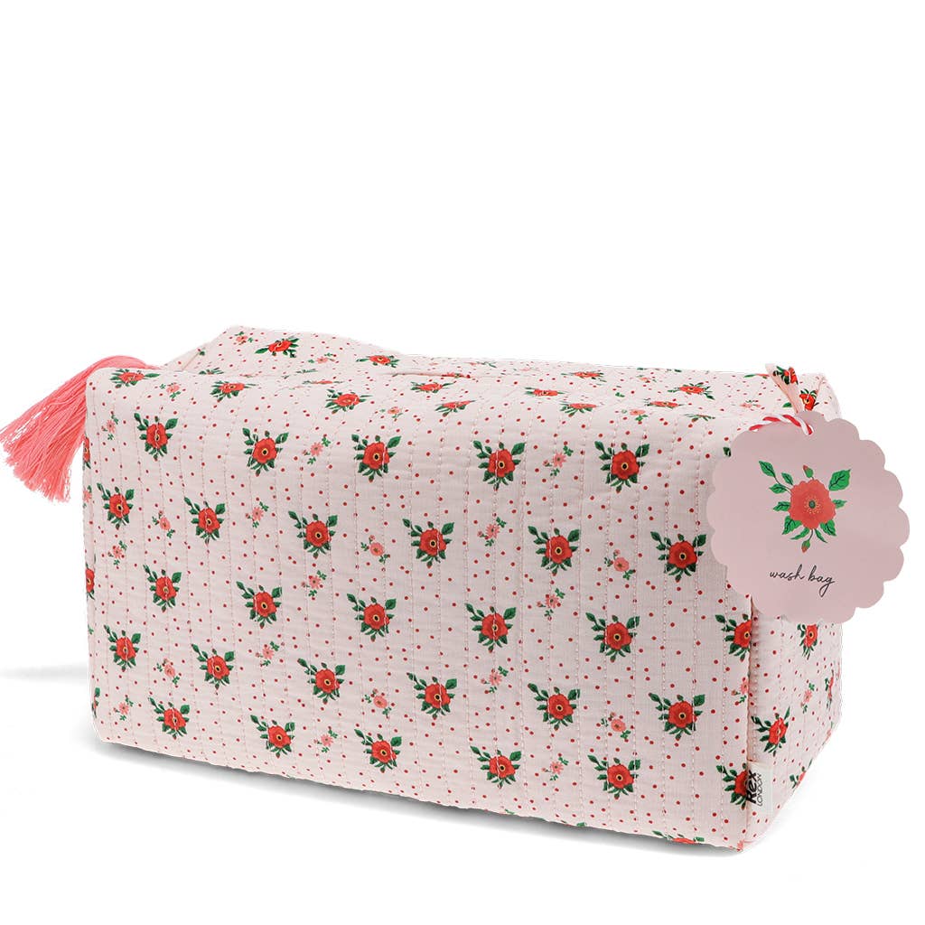 Quilted Wash Bag - French Rose