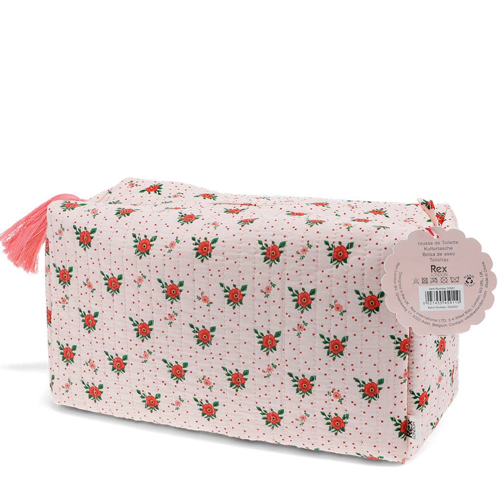 Quilted Wash Bag - French Rose