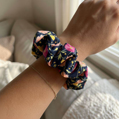 Misty Bloom Large Cotton Scrunchie