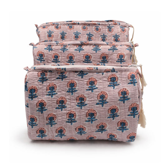 Petal Bloom Quilted Makeup Bag