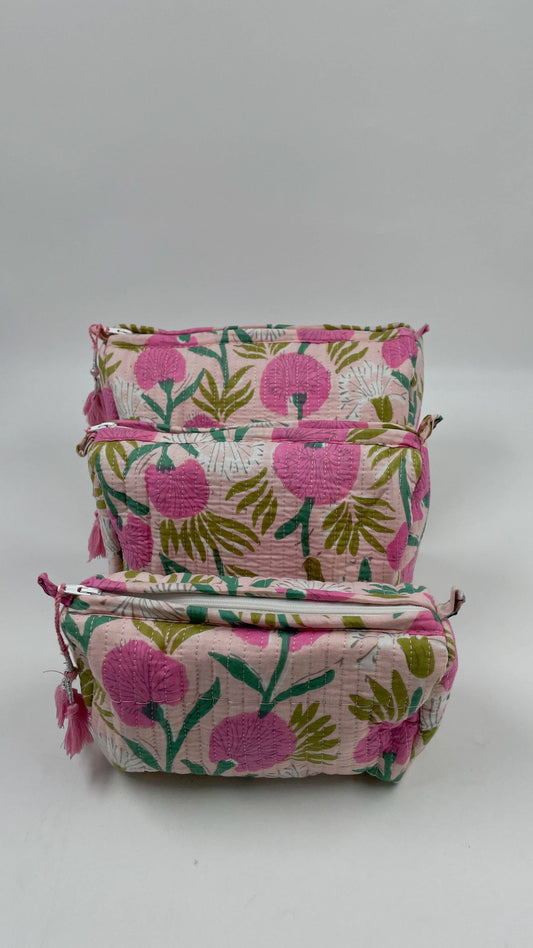 Rose Meadow Quilted Makeup Bag